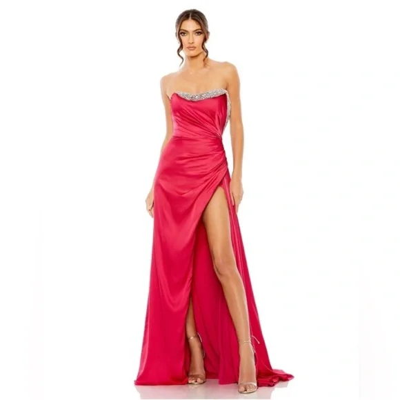 Mac Duggal | Dresses | Mac Duggal 1691 Hot Pink Ruched Satin Prom Dress Gown  2 | Poshmark